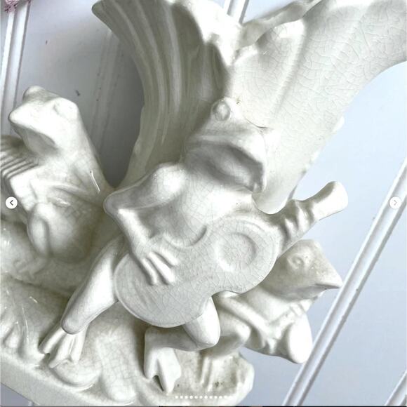 Vintage Frog Musicians Centerpiece Porcelain Ceramic Vase Planter Japan - Picture 4 of 12